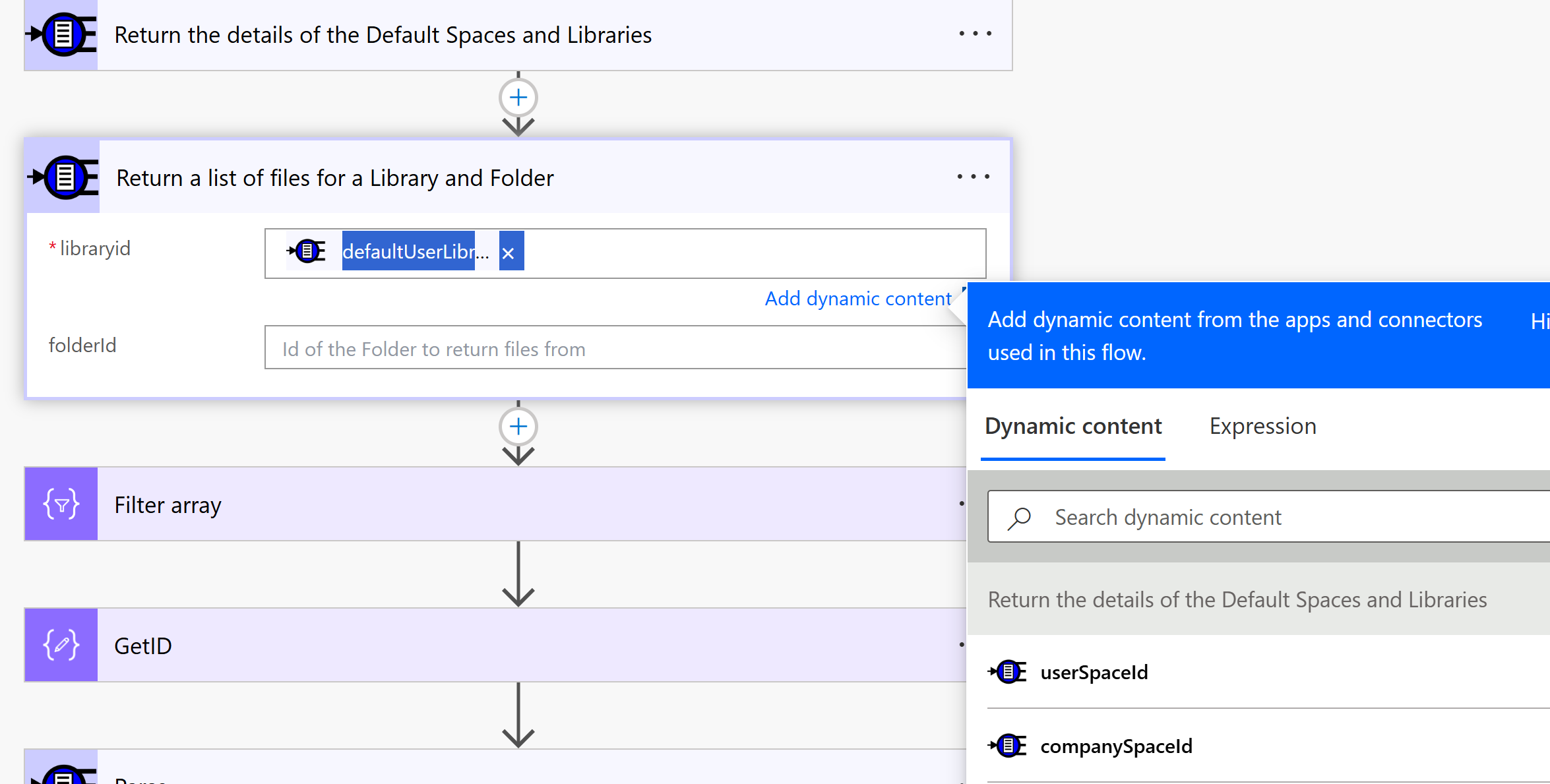 Return a list of files for a Library and Folder